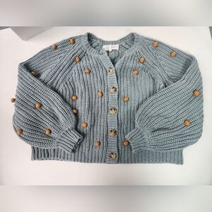 The GREAT. The Bobble Sophomore Cardigan Dusty Blue/Honey Size 1 Small